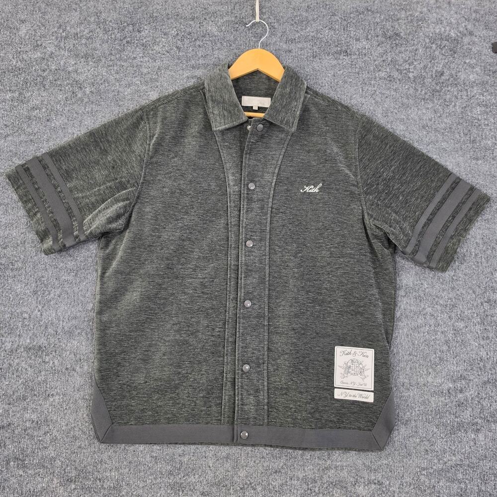 Kith Shirt Men Large Chenille Woodpoint Shirt in Somber Jersey Streetwear Preppy